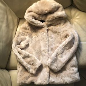 Zara Girls cozy faux hooded fur jacket